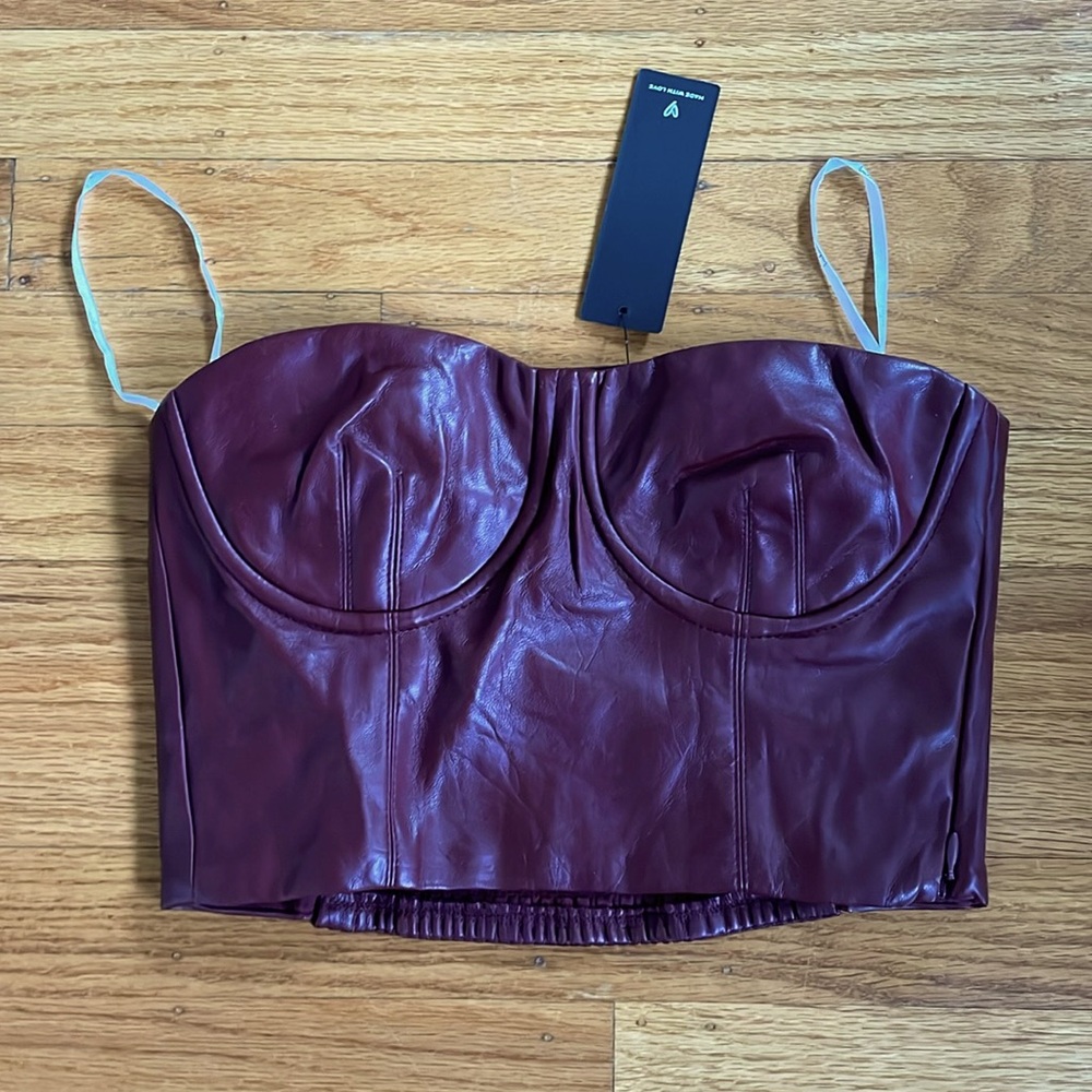 Merlot Strapless Leather Top